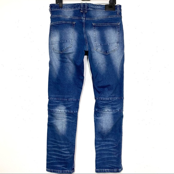 Blue Tar jeans med wash BLUE relaxed fit denim distressed 5 pocket size 34/30 - Picture 11 of 12